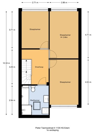 Plattegrond - Pieter Taemszstraat 4, 1135 HG Edam - Pieter Taemszstraat 4 - 1e verdieping - 2D.jpg